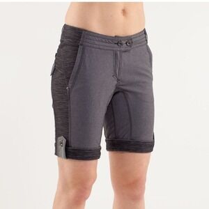 Lululemon Ride On Stretch Hybrid Shorts‎ Womens 6 Gray Cargo Roll Tab